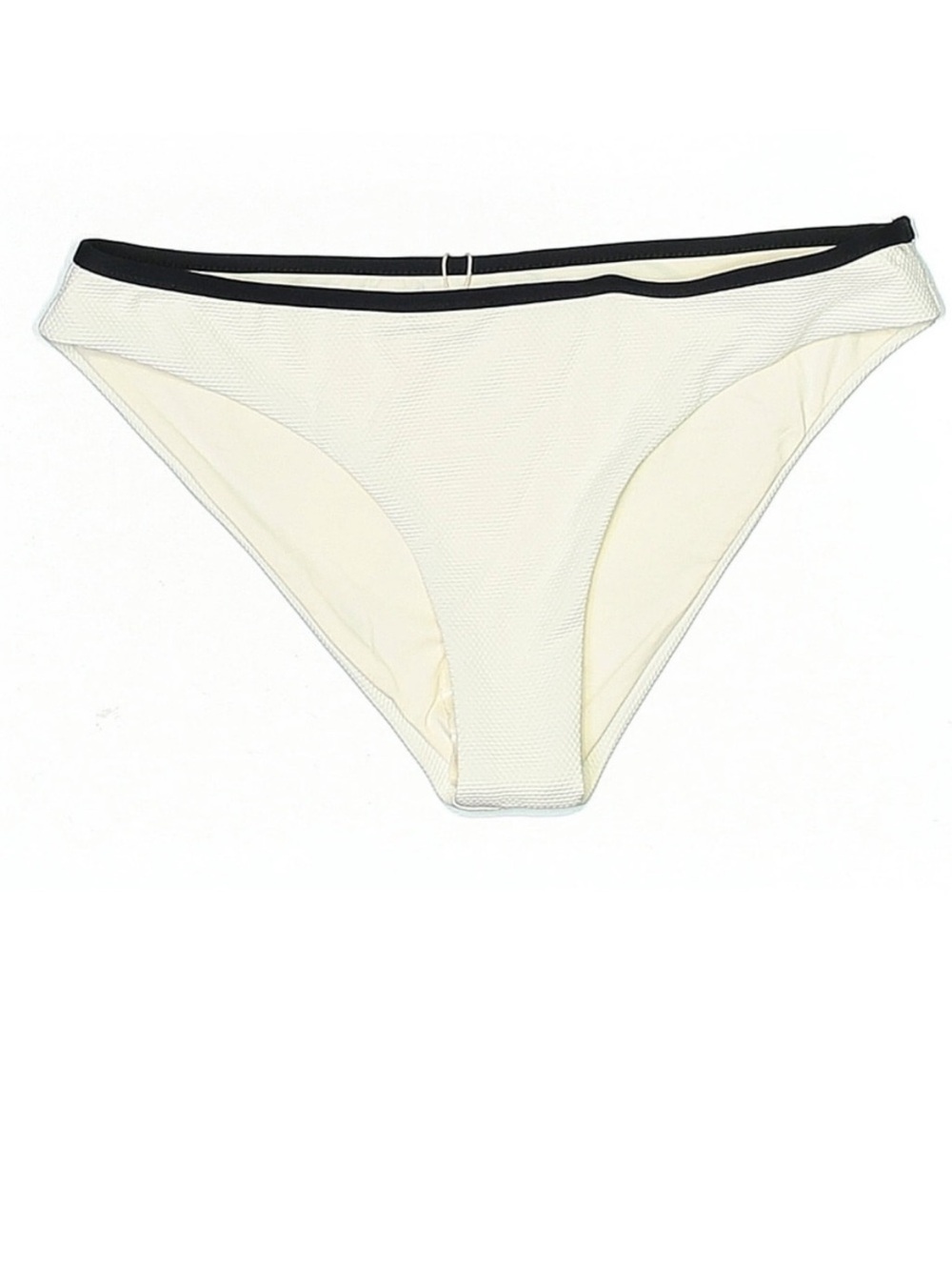Eberjey Annia Textured Bikini Bottom XS NWT Ecru Black Trim Minimal Swim - Picture 2 of 4